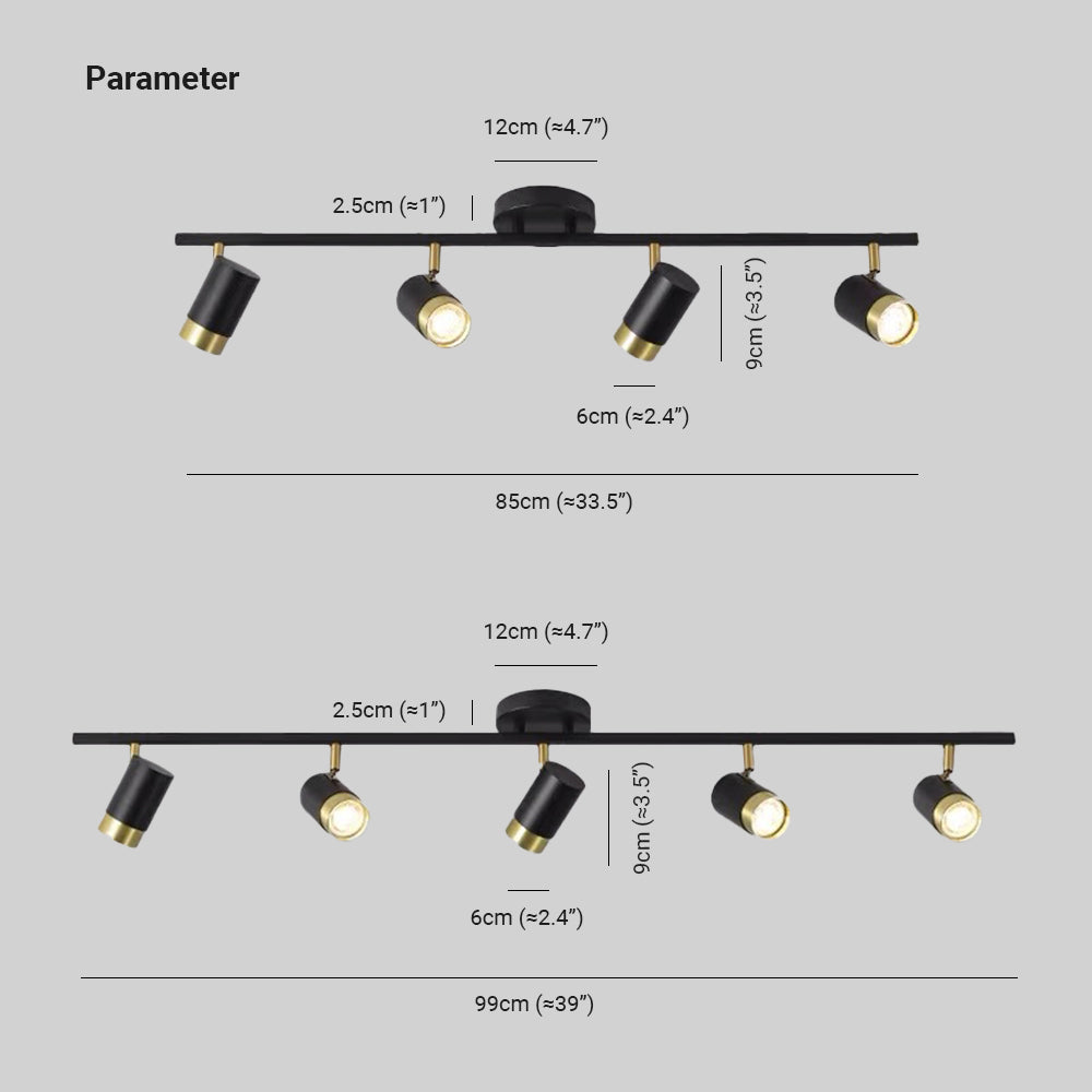 Evette Minimalista Multiple Foco Metal Lámpara de Techo Negra